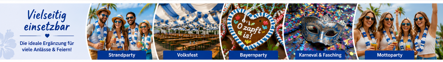 Einsatzm&ouml;glichkeiten der Hawaiikette bei Strandparty, Volksfest, Karneval und Mottoparty